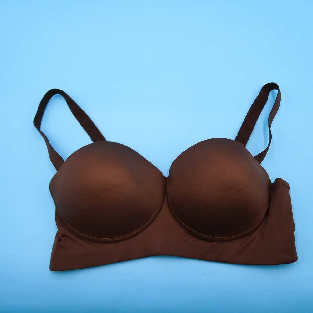 Leonisa Push Up Bra 38DD Shapewear Brown Removable Long Line‎ Contouring 11911